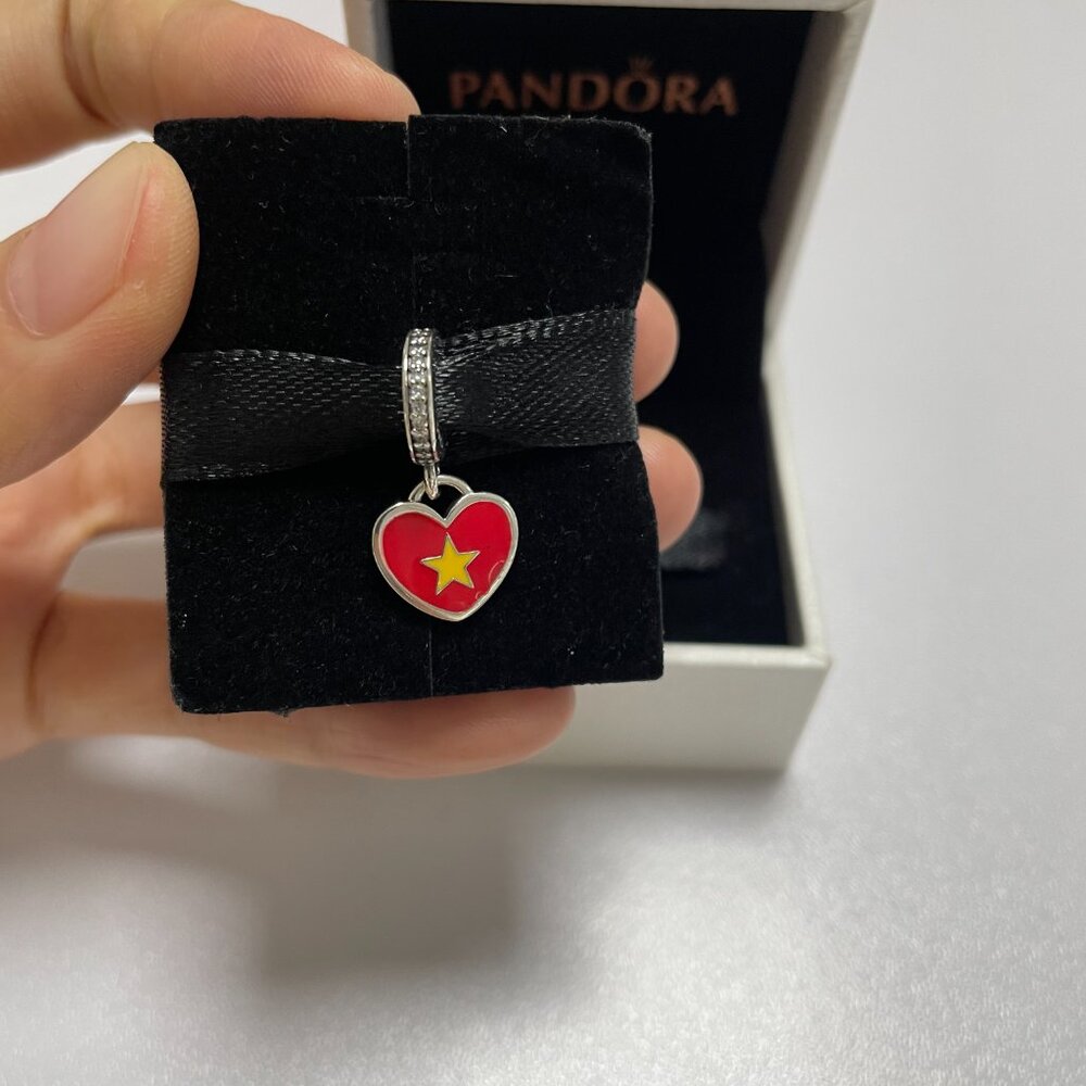 Pandora Vietnam Flag Exclusive Charm Sterling Silver Pendant